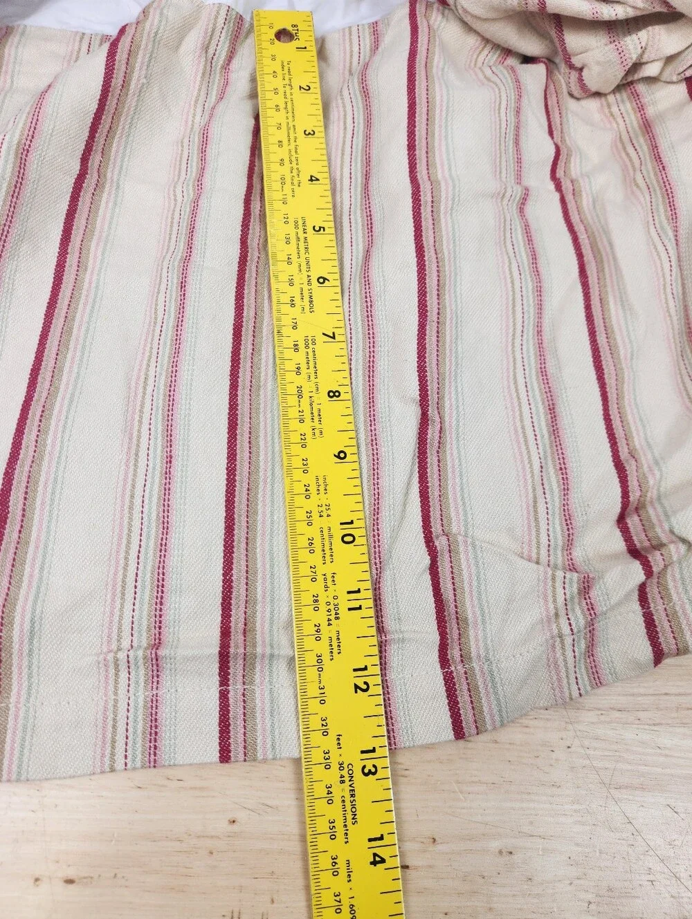 Pottery Barn Queen Bed Skirt Linen Blend Farmhouse Stripe French Country Cottage